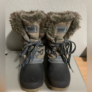 KHOMBU Duck Boot Women's Sz 10 Faux Fur Winter Snow Water Resistant GUC